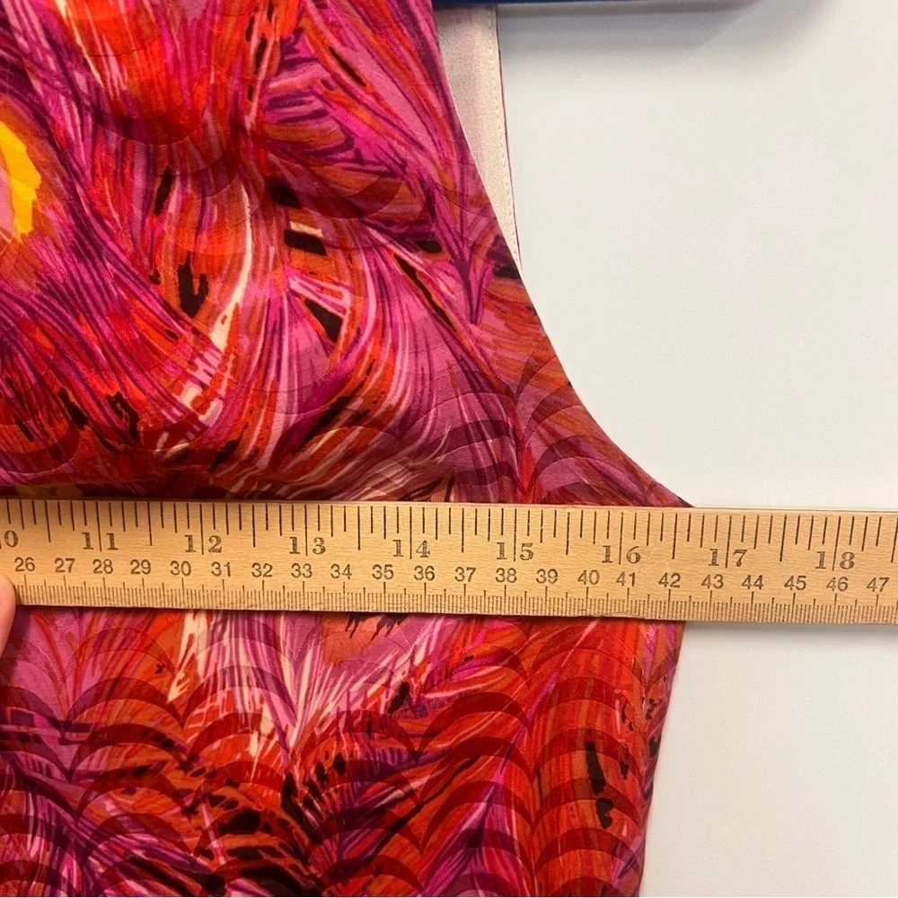 Tory Burch Zorra Peacock Feather Lined Silk Shift Dress with Pockets Size 2